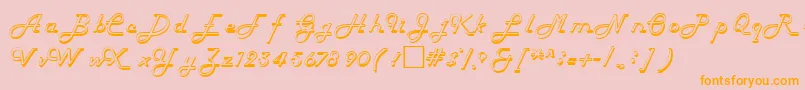 HelenaRegular-Schriftart – Orangefarbene Schriften auf rosa Hintergrund