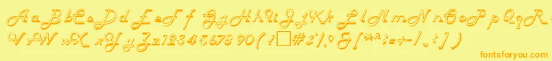 フォントHelenaRegular – オレンジの文字が黄色の背景にあります。