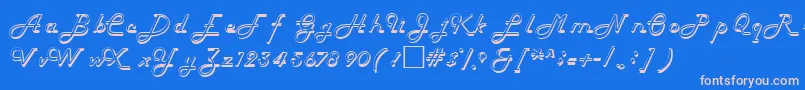 フォントHelenaRegular – ピンクの文字、青い背景