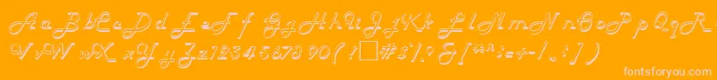 HelenaRegular-fontti – vaaleanpunaiset fontit oranssilla taustalla