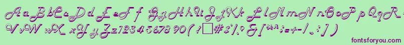HelenaRegular-fontti – violetit fontit vihreällä taustalla