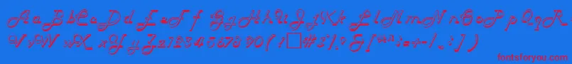 HelenaRegular-fontti – punaiset fontit sinisellä taustalla