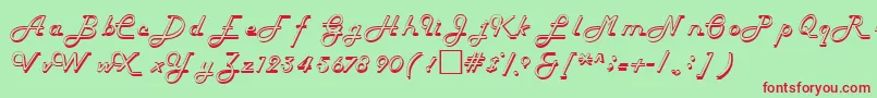 フォントHelenaRegular – 赤い文字の緑の背景