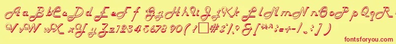 HelenaRegular-fontti – punaiset fontit keltaisella taustalla