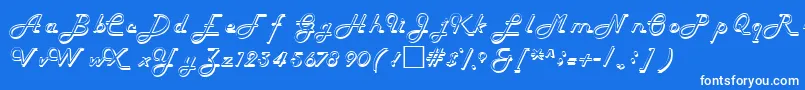 HelenaRegular-Schriftart – Weiße Schriften auf blauem Hintergrund