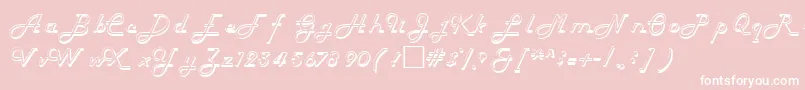 HelenaRegular-fontti – valkoiset fontit vaaleanpunaisella taustalla
