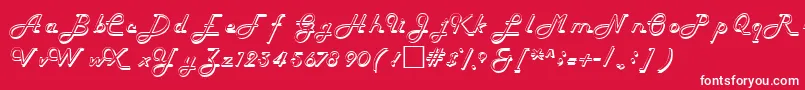 HelenaRegular-fontti – valkoiset fontit punaisella taustalla