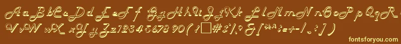 HelenaRegular-fontti – keltaiset fontit ruskealla taustalla