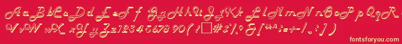 フォントHelenaRegular – 黄色の文字、赤い背景