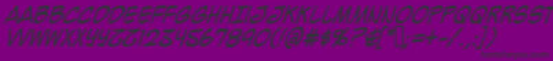 MightyZeoCaps2.0Italic Font – Black Fonts on Purple Background