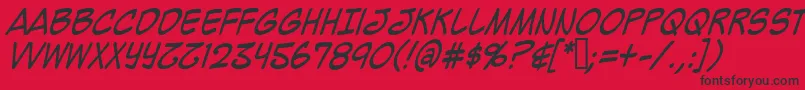 MightyZeoCaps2.0Italic Font – Black Fonts on Red Background