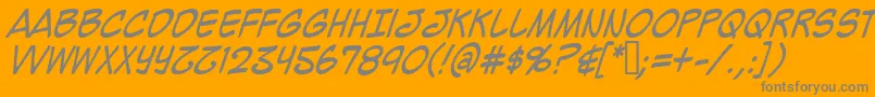 MightyZeoCaps2.0Italic Font – Gray Fonts on Orange Background