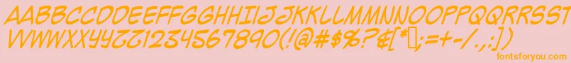 MightyZeoCaps2.0Italic Font – Orange Fonts on Pink Background