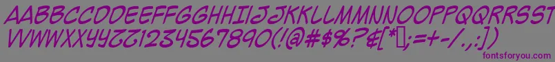 MightyZeoCaps2.0Italic Font – Purple Fonts on Gray Background