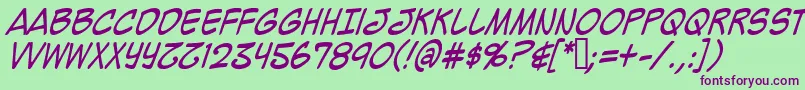 MightyZeoCaps2.0Italic Font – Purple Fonts on Green Background