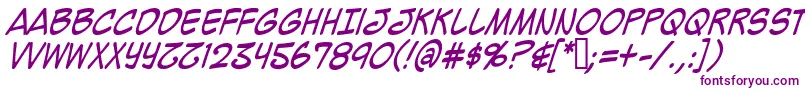 MightyZeoCaps2.0Italic Font – Purple Fonts on White Background