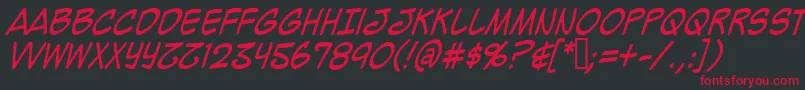 MightyZeoCaps2.0Italic-Schriftart – Rote Schriften auf schwarzem Hintergrund