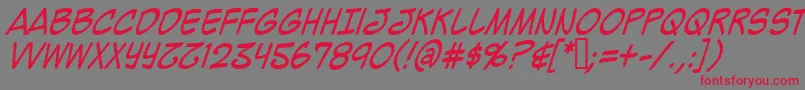 MightyZeoCaps2.0Italic Font – Red Fonts on Gray Background