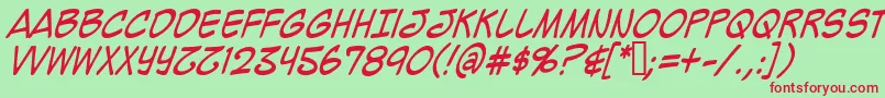 MightyZeoCaps2.0Italic Font – Red Fonts on Green Background