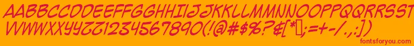 Шрифт MightyZeoCaps2.0Italic – красные шрифты на оранжевом фоне