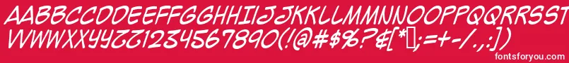 MightyZeoCaps2.0Italic Font – White Fonts on Red Background