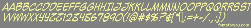 MightyZeoCaps2.0Italic Font – Yellow Fonts on Gray Background