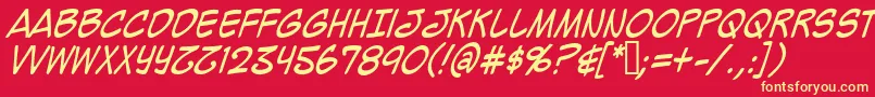 MightyZeoCaps2.0Italic Font – Yellow Fonts on Red Background