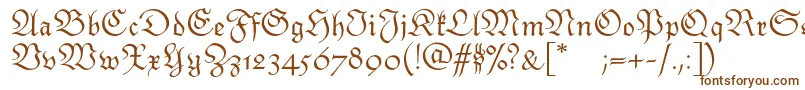 Monarchiatext-Schriftart – Braune Schriften auf weißem Hintergrund