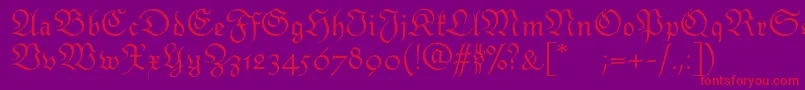 Monarchiatext-Schriftart – Rote Schriften auf violettem Hintergrund