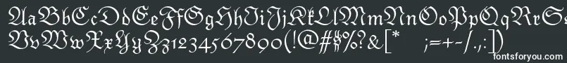 Monarchiatext-Schriftart – Weiße Schriften auf schwarzem Hintergrund