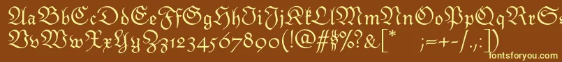 Monarchiatext-fontti – keltaiset fontit ruskealla taustalla