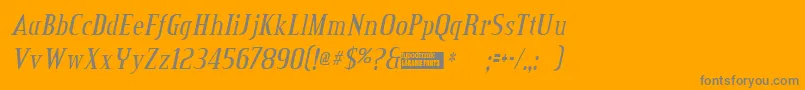 Creditvalleyitalic-Schriftart – Graue Schriften auf orangefarbenem Hintergrund