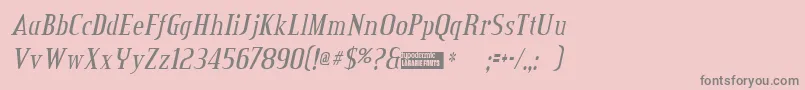 Fonte Creditvalleyitalic – fontes cinzas em um fundo rosa