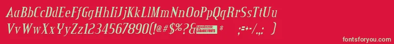 フォントCreditvalleyitalic – 赤い背景に緑の文字