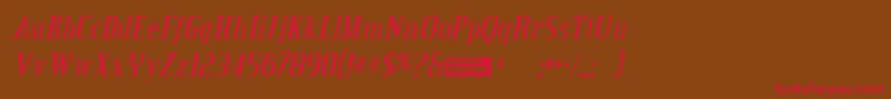 Czcionka Creditvalleyitalic – czerwone czcionki na brązowym tle