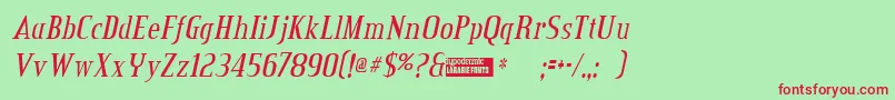 Creditvalleyitalic Font – Red Fonts on Green Background