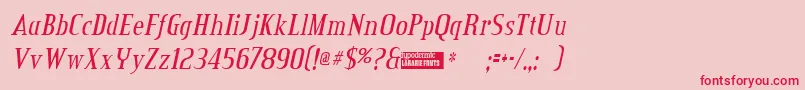 フォントCreditvalleyitalic – ピンクの背景に赤い文字