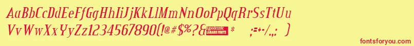 Creditvalleyitalic Font – Red Fonts on Yellow Background