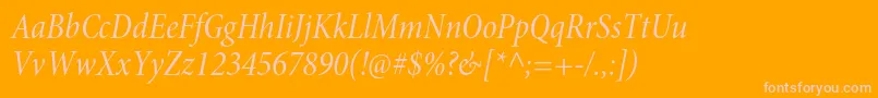 MinionproCnitsubh-fontti – vaaleanpunaiset fontit oranssilla taustalla
