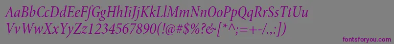 Шрифт MinionproCnitsubh – фиолетовые шрифты на сером фоне