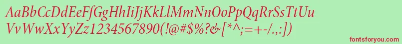Шрифт MinionproCnitsubh – красные шрифты на зелёном фоне