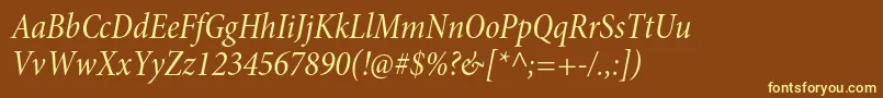 MinionproCnitsubh-fontti – keltaiset fontit ruskealla taustalla