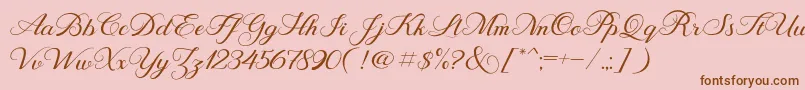BehindScript-Schriftart – Braune Schriften auf rosa Hintergrund