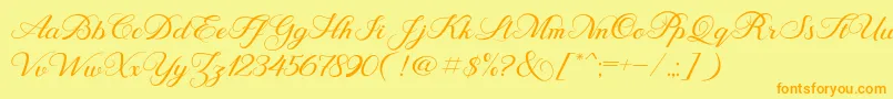 BehindScript Font – Orange Fonts on Yellow Background