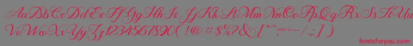 BehindScript-Schriftart – Rote Schriften auf grauem Hintergrund