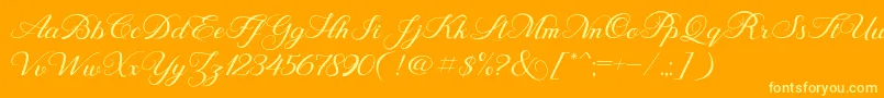 BehindScript Font – Yellow Fonts on Orange Background