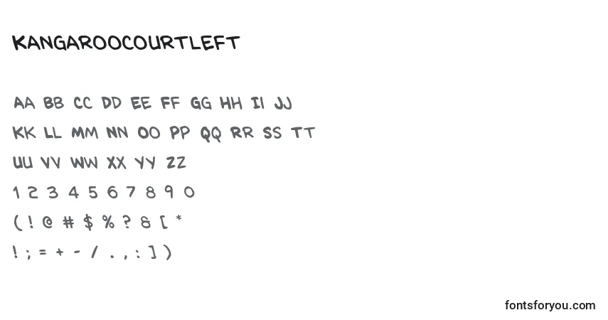 Czcionka Kangaroocourtleft – alfabet, cyfry, specjalne znaki