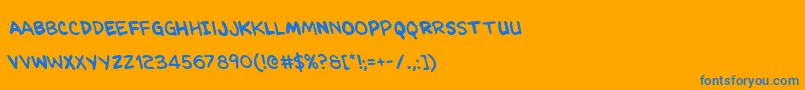 Kangaroocourtleft-Schriftart – Blaue Schriften auf orangefarbenem Hintergrund