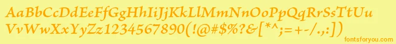 BriosoproSemibolditcapt Font – Orange Fonts on Yellow Background