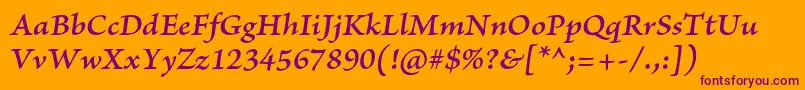 BriosoproSemibolditcapt Font – Purple Fonts on Orange Background